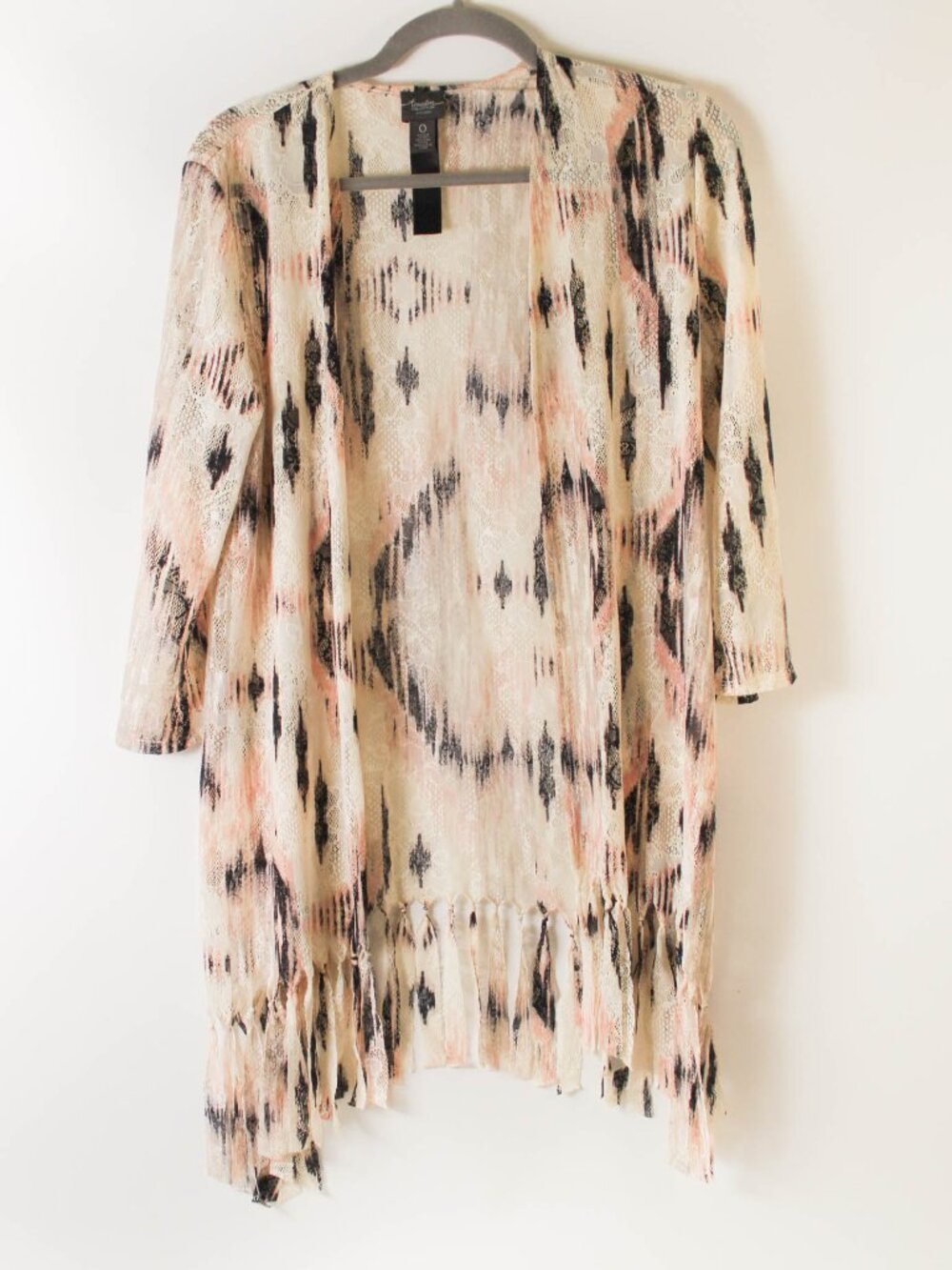 Travelers Collection by Chico’s Lace Fringe Cardigan Boho Size 0